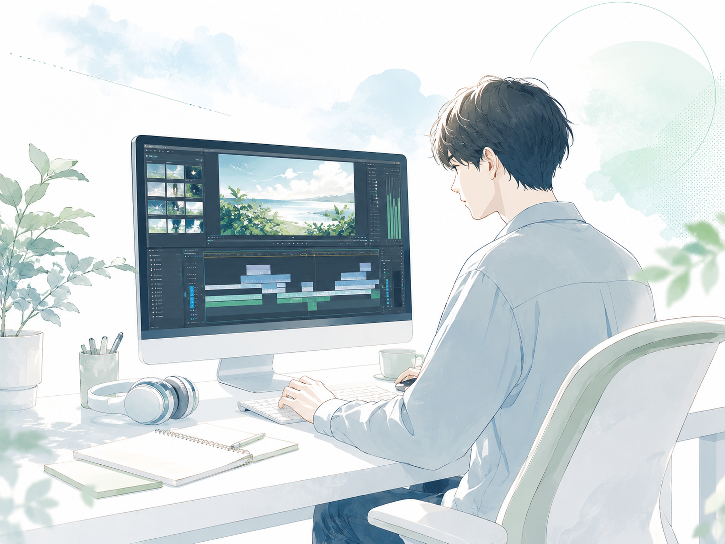 パソコンで動画編集をしている作業画面のイメージ